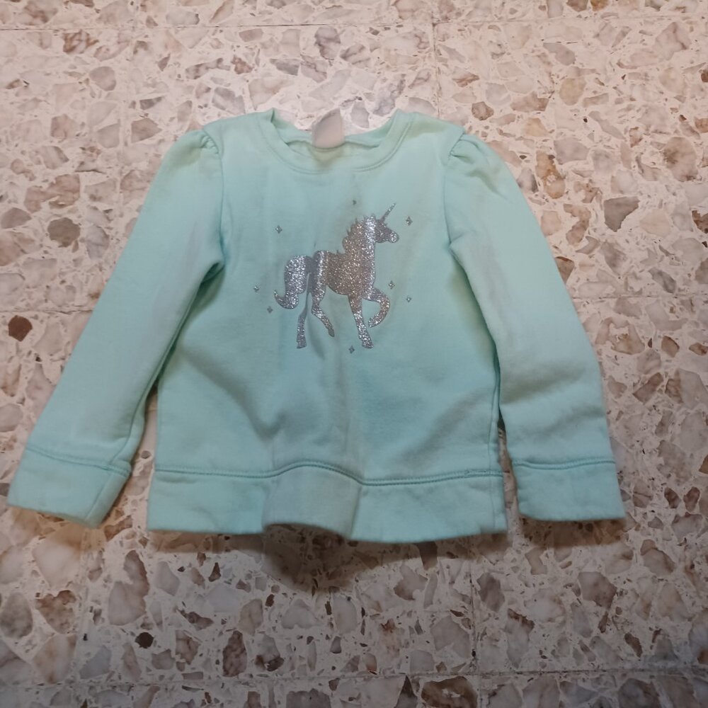 Circo Girl's Unicorn Sweat Shirt 4T Lt Mint Green & Silver